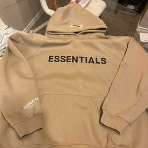 Fear of God essentials hoodie taupe color